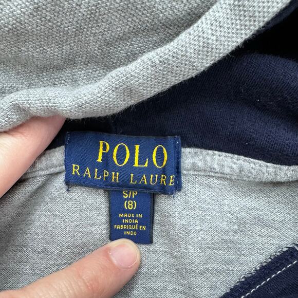 Polo Ralph Lauren Big Pony Hoodie Shirt Boys Small Classic Preppy Casual Neutral - Picture 3 of 9